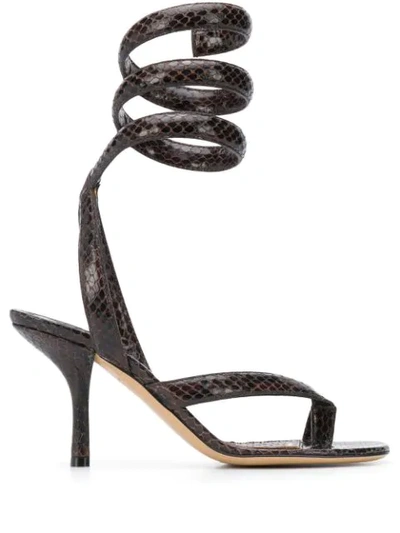 Bottega Veneta Spiral Ankle Strap 80mm Sandals In Brown
