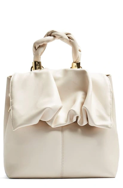 Topshop Ruched Flap Backpack In Bone