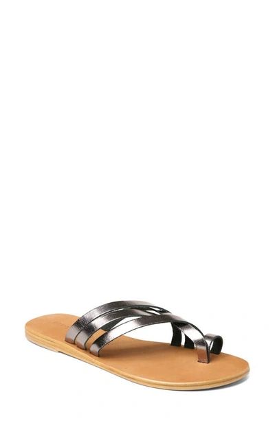 Band Of Gypsies Rose Slide Sandal In Pewter Leather