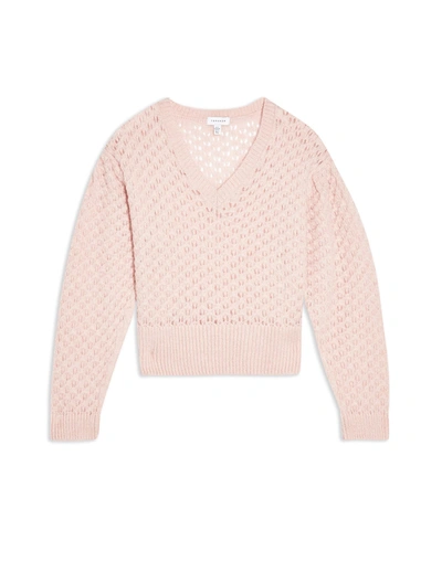 Topshop All Over Honeycomb Knitted Sweater In Pink In Light Pink