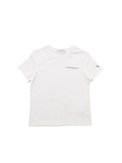 Calvin Klein Jeans Est.1978 Kids' Black Logo T-shirt In White