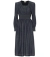 Fendi Cotton-chambray Midi Dress In Blue