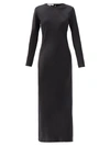 La Collection Jacqueline Long-sleeved Silk-satin Dress In Black