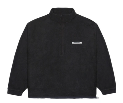 Pre-owned Fear Of God Essentials Polar Fleece Half-zip Sweater Dark Slate/stretch Limo/black