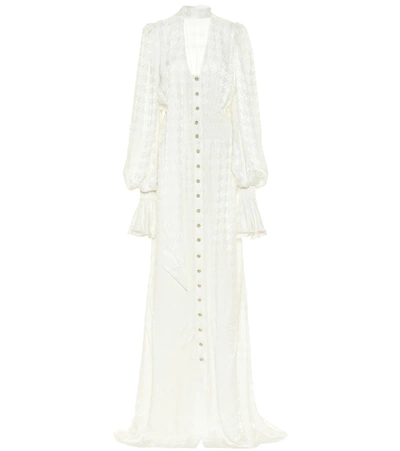 Balmain Houndstooth Maxi Dress In White