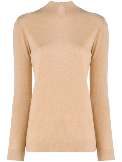 Agnona Cashmere Turtleneck Knit Sweater In Brown