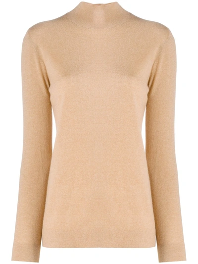 Agnona Cashmere Turtleneck Knit Jumper In Brown