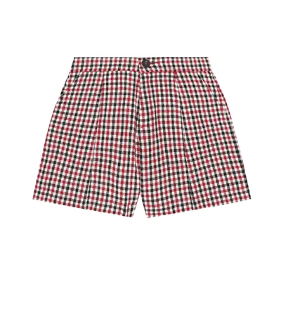 Chloé Teen Checkered Pleated Detail Shorts In Red