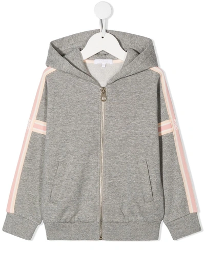 Chloé Teen Zip-through Hooded Sweatshirt In Grey