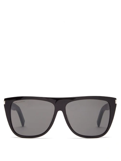 Saint Laurent Flat-top Acetate Sunglasses In Grey