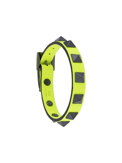 Valentino Garavani Rockstud Leather Bracelet In Yellow