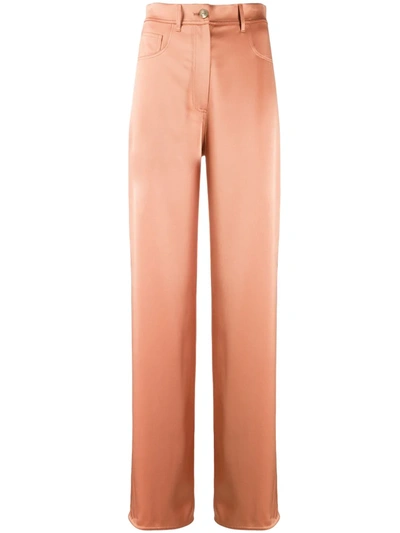 Nanushka Drew Rust Straight-leg Satin Trousers In Orange