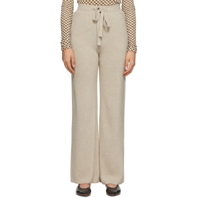 Nanushka Oni Taupe Wide-leg Ribbed-knit Trousers In Beige