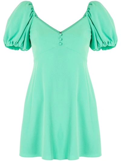 Alice And Olivia Dana Puff Sleeve Flare Dress In Jade