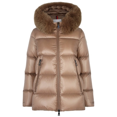 Moncler Serifur Fur-trimmed Quilted Shell Jacket In Brown