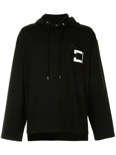 Wooyoungmi Black Logo Hooded Cotton Top