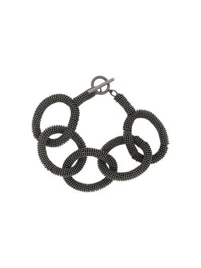 Brunello Cucinelli Beaded Chunky Chain Bracelet In Silver