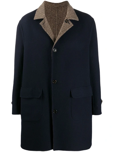 Brunello Cucinelli Reversible Single-breasted Coat In Blue