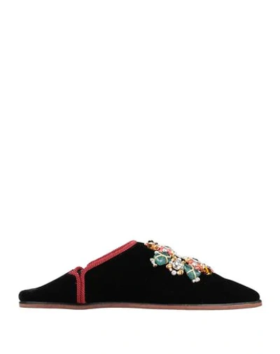 Roger Vivier Embellished Velvet Slippers In Black