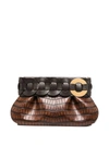 Dark Ebony Croc Embossed Leather/Brass