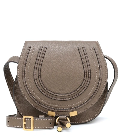 Chloé Marcie Mini Textured-leather Shoulder Bag In Green