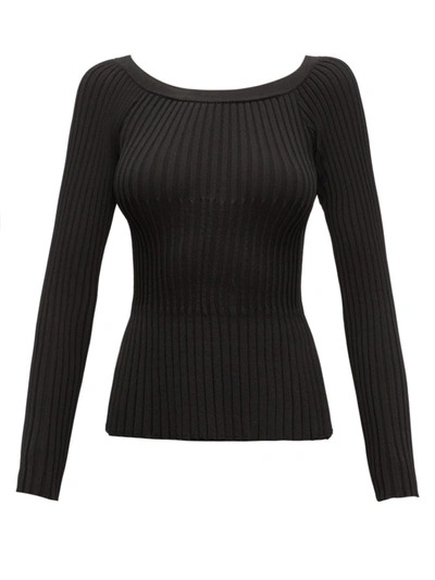 Altuzarra Sweetwater Off-the-shoulder Ribbed-knit Top In Black