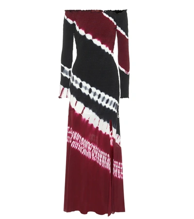 Altuzarra Shibuya Off-the-shoulder Tie-dyed Silk-jersey Maxi Dress In Burgundy