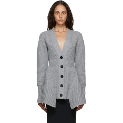 Alexander Mcqueen Asymmetric Ribbed Wool And Cashmere-blend Cardigan In Black