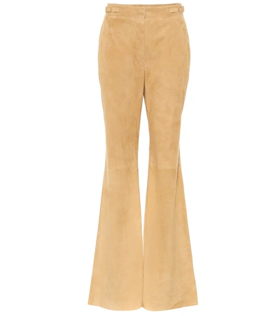 Gabriela Hearst Vesta High-rise Suede Flared Pants In Beige