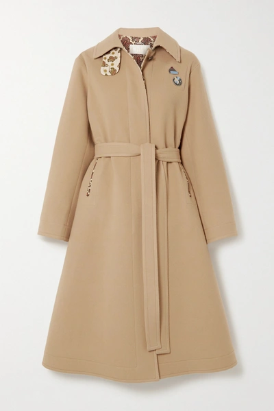 Chloé Embellished Belted Virgin Wool And Cashmere-blend Coat In Beige