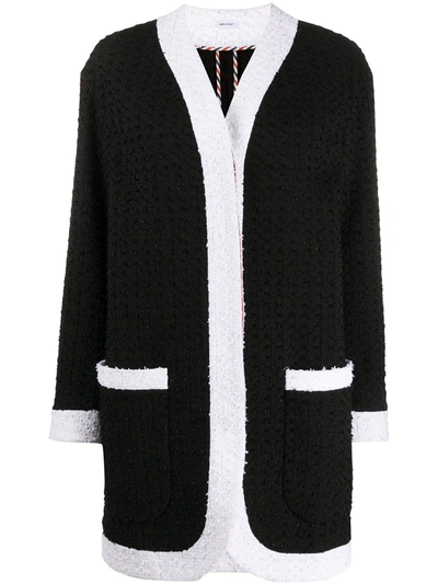 Thom Browne Unconstructed Tweed Cardigan Jacket In Black