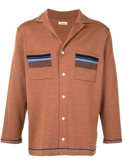 Coohem Notched Collar Cardigan In Brown