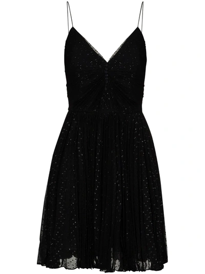 Saint Laurent Glitter-effect Mini Dress In Black