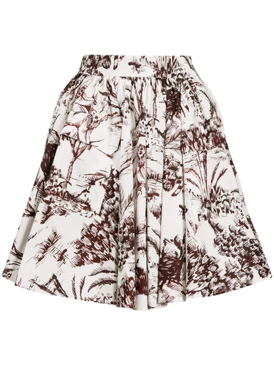 Msgm High-waist Printed Skirt In White