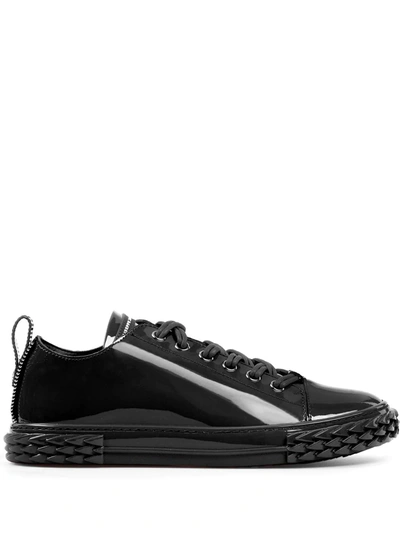 Giuseppe Zanotti Men's Blabber Patent Leather Low-top Sneakers In Nero