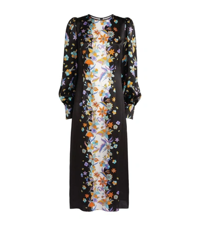 Andrew Gn Floral Silk Midi Dress