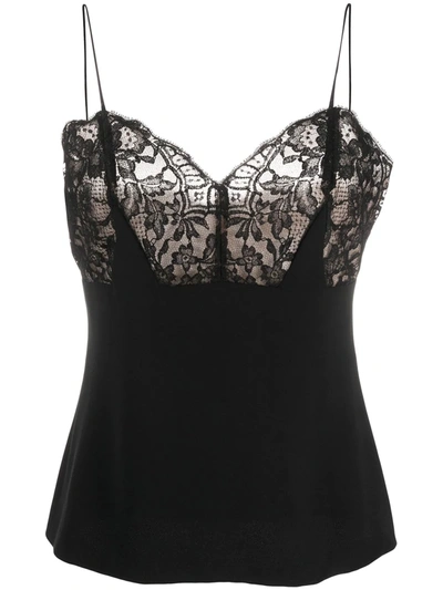 Alexander Mcqueen Lace And Silk Cami Top In Black