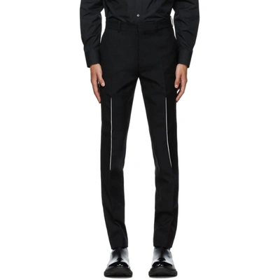 Alexander Mcqueen Slashed-effect Tailored Wool Suit Trousers In Black