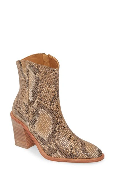 Free People Barclay Snake-embossed Leather Booties In Brown Combo