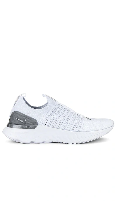 Nike Women's React Phantom Run Fk 2 Knit Slip On Running Sneakers In True White/metallic Silver/white