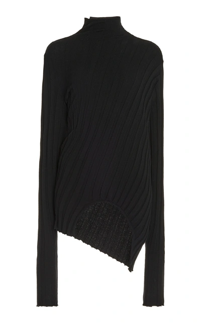 Boyarovskaya Women's Asymmetric Ribbed-knit Sweater In Black,neutral