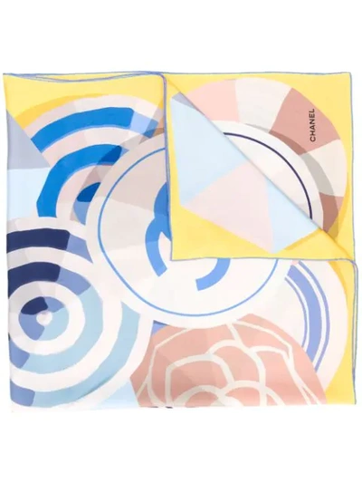 Pre-owned Chanel Cc Graphic Print Scarf In Yellow