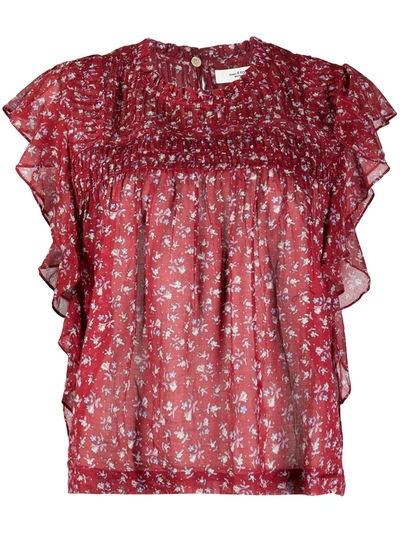 Isabel Marant Étoile Leyona Floral Print Blouse In Red