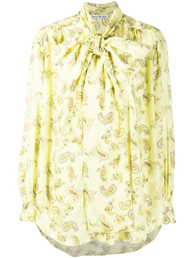 Acne Studios Paisley Print Tie-neck Blouse Yellow/multi