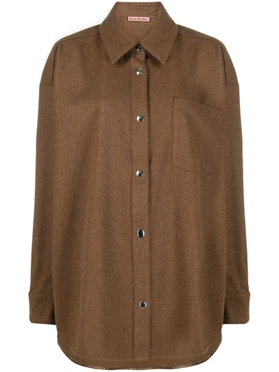 Acne Studios Oversized Buttoned Flannel Overshirt In Brown