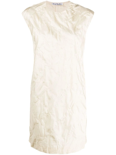 Acne Studios Quilted Silk Dress Cream Beige In Neutrals