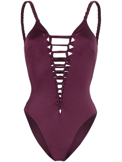 Agent Provocateur Marlow Cut-out Swimsuit In Purple