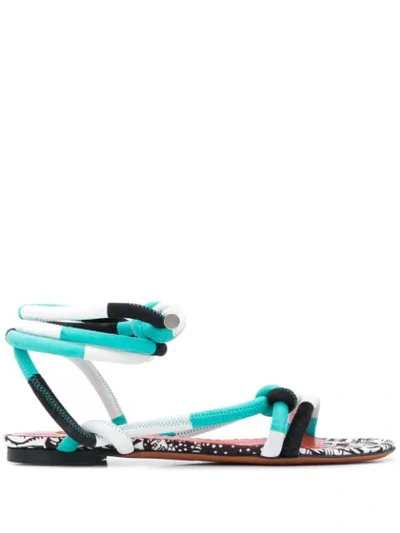 Missoni Strappy Flat Sandals In Green