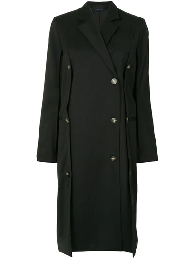 Eudon Choi Double Breasted Button Down Coat In Black