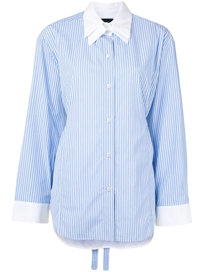 Eudon Choi Double-collar Striped Shirt In Blue
